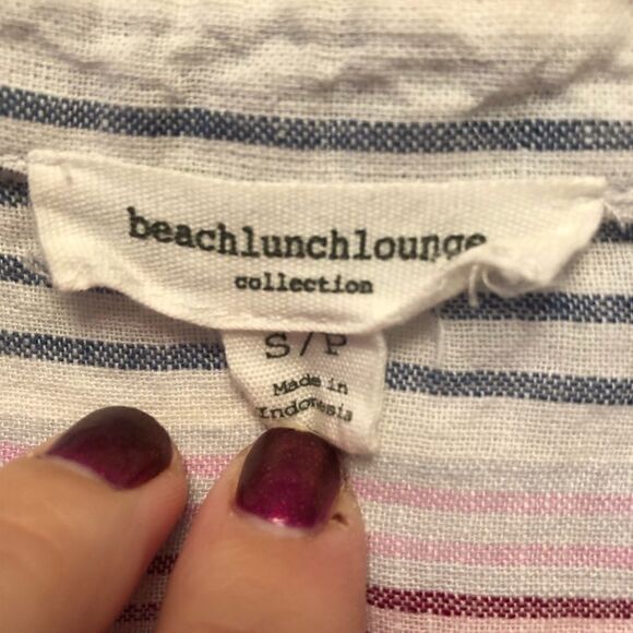 Beachlunchlounge Linen Button Down Tie Front Shirt - Picture 4 of 4